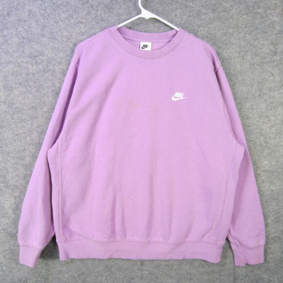 Nike Sweatshirt Mens XL Purple Crewneck Fleece Pullover Embroidered Swoosh Logo - Picture 1 of 9